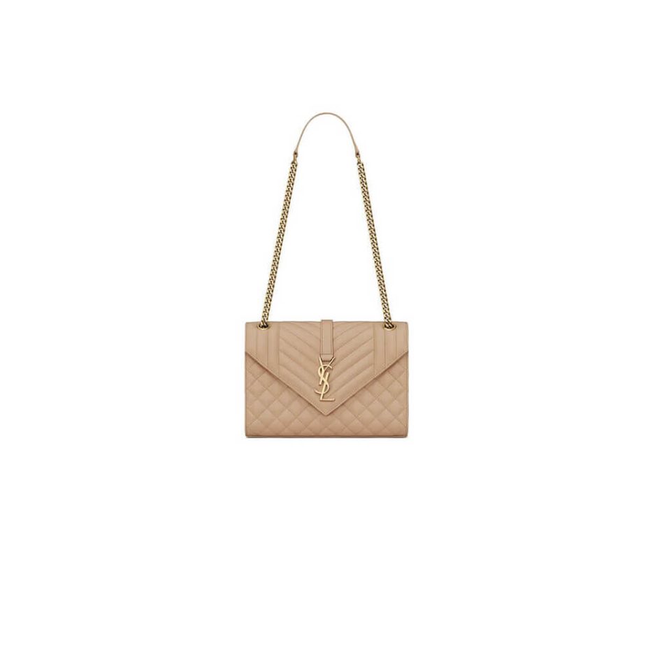 YSL ENVELOPE MEDIUM IN QUILTED GRAIN DE POUDRE EMBOSSED LEATHER